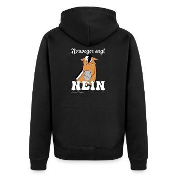Norweger sagt Nein, Lustiges freches Pferde - Unisex Premium Bio Zip Hoodie - Schwarz - Hinten - Nico (187cm)