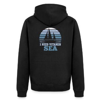 I need Vitamin Sea Segelboot Bootfahren Boot - Unisex Premium Bio Zip Hoodie - Schwarz - Hinten - Nico (187cm)