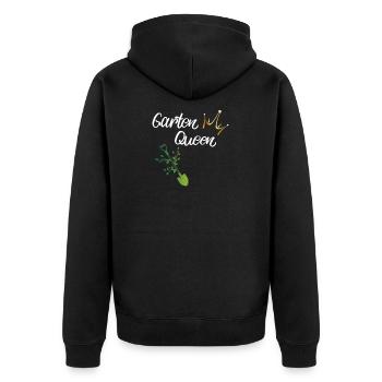 Damen Garten Queen - Unisex Premium Bio Zip Hoodie - Schwarz - Hinten - Nico (187cm)