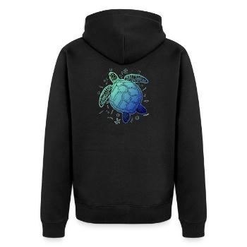 turtle - Unisex Premium Organic Zip Hoodie - black - Back - Nico (187cm)