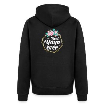 Beste Oma - Unisex Premium Bio Zip Hoodie - Schwarz - Hinten - Nico (187cm)