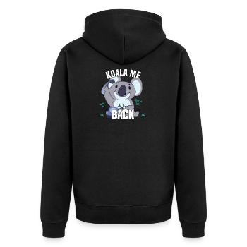 Koala me Back - Koala Bär mit Telefon - Unisex Premium Bio Zip Hoodie - Schwarz - Hinten - Nico (187cm)