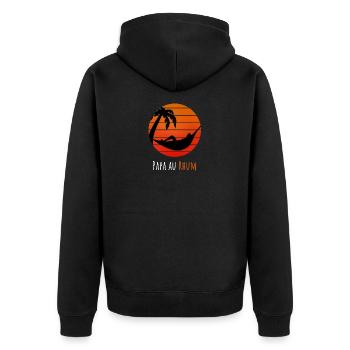 Papa Au Rhum Cadeau Humour Alcool - Veste à capuche bio Premium Unisexe - noir - Dos - Nico (187cm)