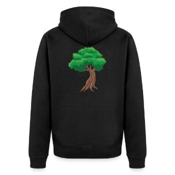 Bonsai Baum - Unisex Premium Bio Zip Hoodie - Schwarz - Hinten - Nico (187cm)