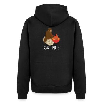 Bear Grills - Unisex Premium Bio Zip Hoodie - Schwarz - Hinten - Nico (187cm)