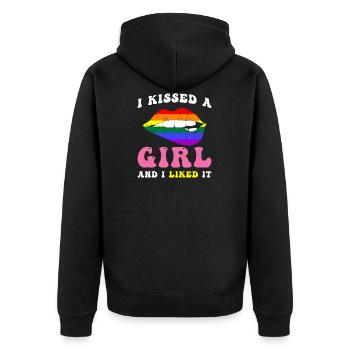 LGBTQ Phrase de la légune - Veste à capuche bio Premium Unisexe - noir - Dos - Nico (187cm)