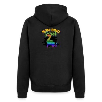 Non-bino saur - Acceptance of binary, non-binary - Unisex Premium Organic Zip Hoodie - black - Back - Nico (187cm)