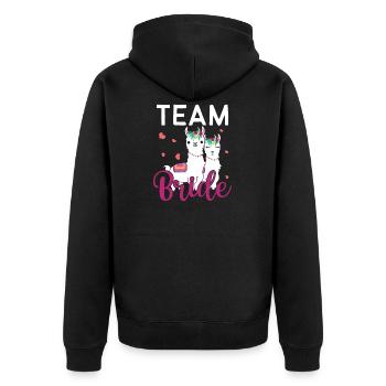 Team Bride - JGA Junggesellenabschied Bride - Unisex Premium Bio Zip Hoodie - Schwarz - Hinten - Nico (187cm)