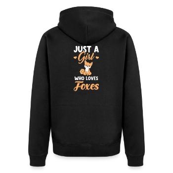 Fuchs niedlich - Unisex Premium Bio Zip Hoodie - Schwarz - Hinten - Nico (187cm)
