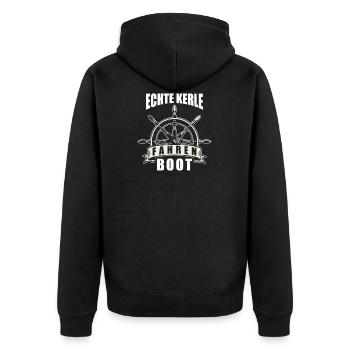 Boot Fahren - Unisex Premium Bio Zip Hoodie - Schwarz - Hinten - Nico (187cm)