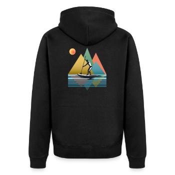 SUP Herren - Unisex Premium Bio Zip Hoodie - Schwarz - Hinten - Nico (187cm)