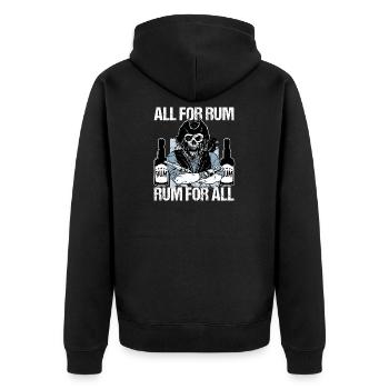 Rum Piratenflagge - Unisex Premium Bio Zip Hoodie - Schwarz - Hinten - Nico (187cm)