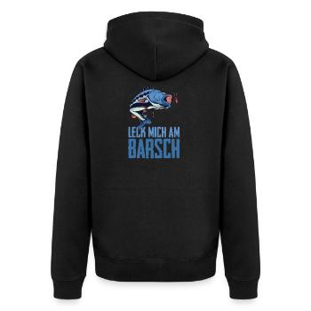 Angeln Barsch - Unisex Premium Bio Zip Hoodie - Schwarz - Hinten - Nico (187cm)