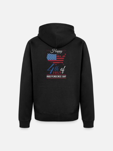4th July Independence Day USA - Unisex Premium Organic Zip Hoodie - black