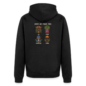 Tiki Drôle de masque et la culture hawaïenne - Veste à capuche bio Premium Unisexe - noir - Dos - Nico (187cm)