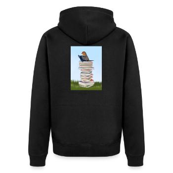 Robin reads books bird friend songbird - Unisex Premium Organic Zip Hoodie - black - Back - Nico (187cm)