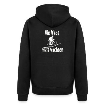 Die Wade muss wachsen Radfahrer Spruch Fahrrad - Unisex Premium Bio Zip Hoodie - Schwarz - Hinten - Nico (187cm)