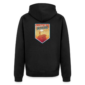 Wandern im Erzgebirge - Ich gehe in den Wald - Unisex Premium Bio Zip Hoodie - Schwarz - Hinten - Nico (187cm)