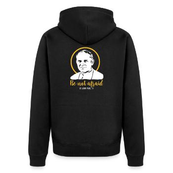 Be not afraid - Pope John Paul II JP2 - Unisex Premium Organic Zip Hoodie - black - Back - Nico (187cm)