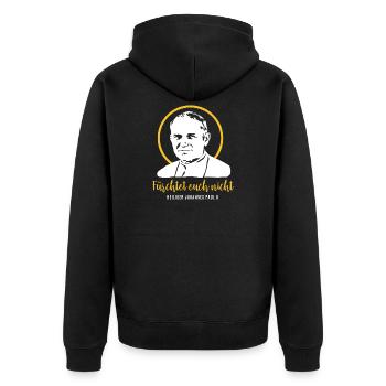 Fear not - Pope John Paul II JP2 - Unisex Premium Organic Zip Hoodie - black - Back - Nico (187cm)