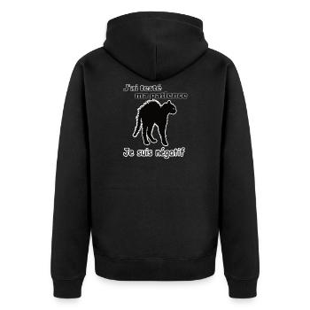 J'ai testé ma patience je suis négatif humour idée - Veste à capuche bio Premium Unisexe - noir - Dos - Nico (187cm)