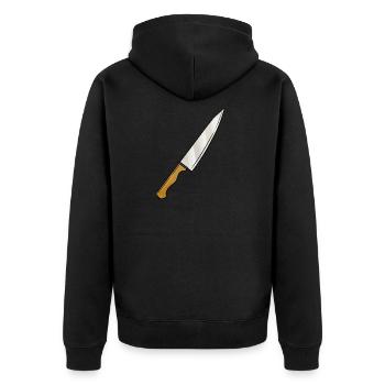 Messer - Unisex Premium Bio Zip Hoodie - Schwarz - Hinten - Nico (187cm)