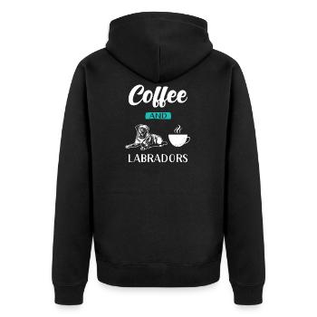 Labrador - Unisex Premium Bio Zip Hoodie - Schwarz - Hinten - Nico (187cm)