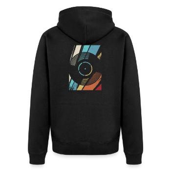 Disque rétro Vintage - Veste à capuche bio Premium Unisexe - noir - Dos - Nico (187cm)