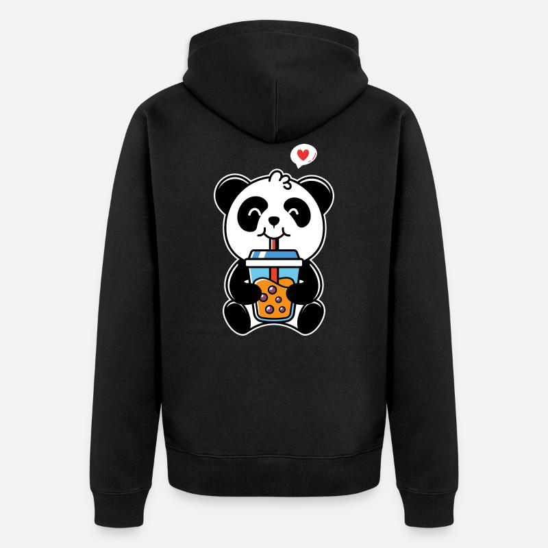 Panda boit - Veste à capuche bio Premium Unisexe - noir
