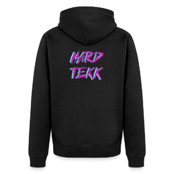 Hard Tekk Hardtekk - Unisex Premium Bio Zip Hoodie - Schwarz - Hinten - Nico (187cm)
