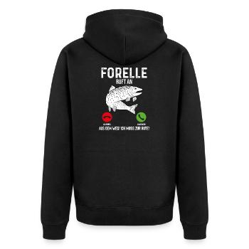 Forelle Angeln - Unisex Premium Bio Zip Hoodie - Schwarz - Hinten - Nico (187cm)