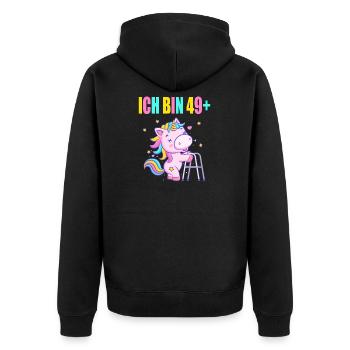 50 Jahre Einhorn ich bin 49+ 50. Geburtstag - Unisex Premium Bio Zip Hoodie - Schwarz - Hinten - Nico (187cm)