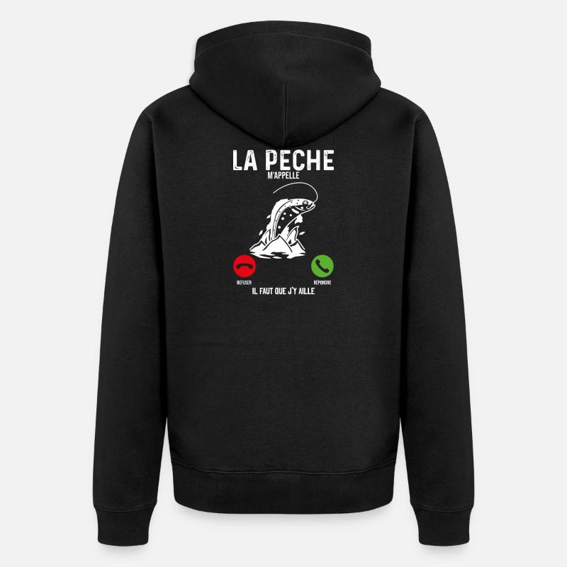 pêche - Unisex Premium Bio Zip Hoodie - Schwarz