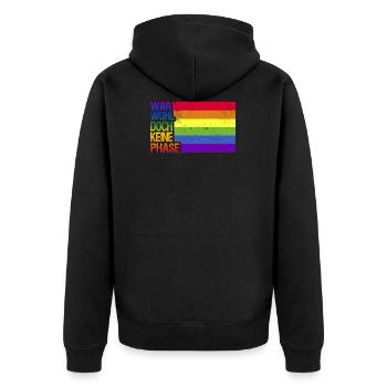 War wohl doch keine Phase Regenbogen Demonstration - Unisex Premium Bio Zip Hoodie - Schwarz - Hinten - Nico (187cm)