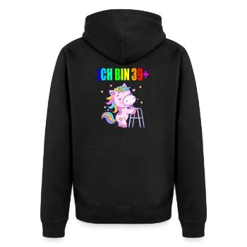 40 Jahre Einhorn ich bin 39+ 40. Geburtstag - Unisex Premium Bio Zip Hoodie - Schwarz - Hinten - Nico (187cm)