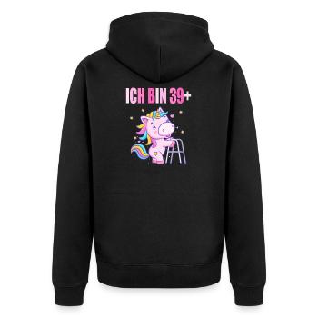 40 Jahre Einhorn ich bin 39+ 40. Geburtstag - Unisex Premium Bio Zip Hoodie - Schwarz - Hinten - Nico (187cm)