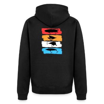 Angler Köder Retro - Unisex Premium Bio Zip Hoodie - Schwarz - Hinten - Nico (187cm)