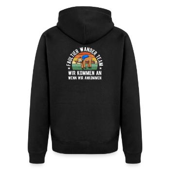 We Will Get There When We Get There | Faultier - Unisex Premium Bio Zip Hoodie - Schwarz - Hinten - Nico (187cm)