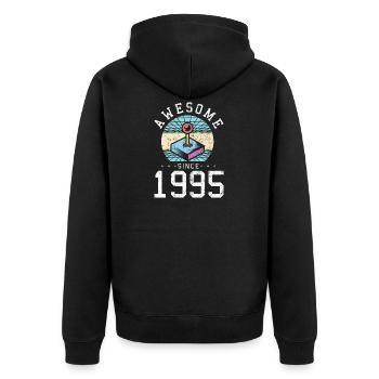 Vintage 1995 95 Birthday Retro Vintage Gift - Unisex Premium Organic Zip Hoodie - black - Back - Nico (187cm)