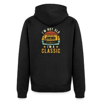 Anniversaire Rétro Style Millésime 1965 - Veste à capuche bio Premium Unisexe - noir - Dos - Nico (187cm)