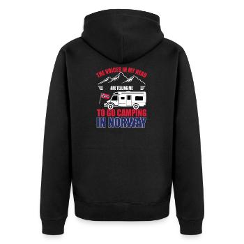 Camping Norway voices in my head camping - Unisex Premium Organic Zip Hoodie - black - Back - Nico (187cm)