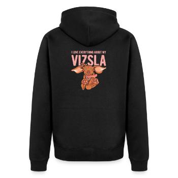 Vizsla Spruch für einen Magyar Vizsla Fan - Unisex Premium Bio Zip Hoodie - Schwarz - Hinten - Nico (187cm)