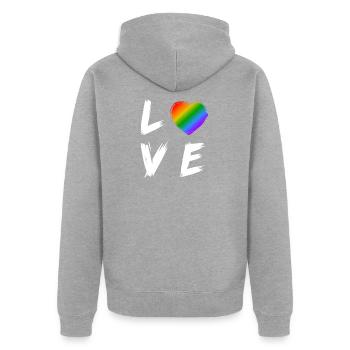 Love Sort Transgender LGBT Droits cadeaux - Veste à capuche bio Premium Unisexe - gris chiné - Dos - Nico (187cm)