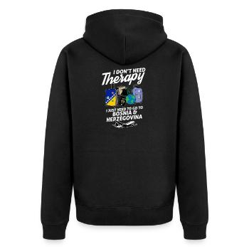 Bosnia and Herzegowina flag I Bosnian Souvenirs - Unisex Premium Bio Zip Hoodie - Schwarz - Hinten - Nico (187cm)