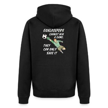 FUßBALL GOALKEEPER - Unisex Premium Bio Zip Hoodie - Schwarz - Hinten - Nico (187cm)