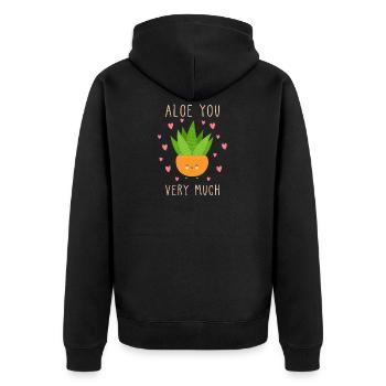 Aloe vera saying funny aloe very much - Unisex Premium Organic Zip Hoodie - black - Back - Nico (187cm)