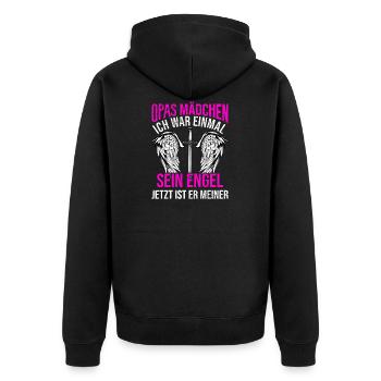 Opas Mädchen Ich War Einmal Sein Engel - Unisex Premium Bio Zip Hoodie - Schwarz - Hinten - Nico (187cm)