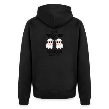 Schaf Schafe Spruch Geschenk - Unisex Premium Bio Zip Hoodie - Schwarz - Hinten - Nico (187cm)