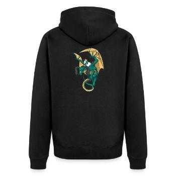 Drachengeschenk für einen Fantasy-Nerd - Unisex Premium Bio Zip Hoodie - Schwarz - Hinten - Nico (187cm)