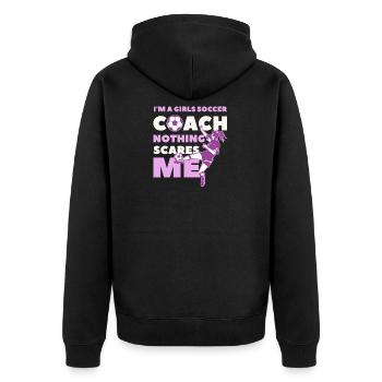 Fußball Mädchen Spieler und lustige Pun Sprüche Ge - Unisex Premium Bio Zip Hoodie - Schwarz - Hinten - Nico (187cm)